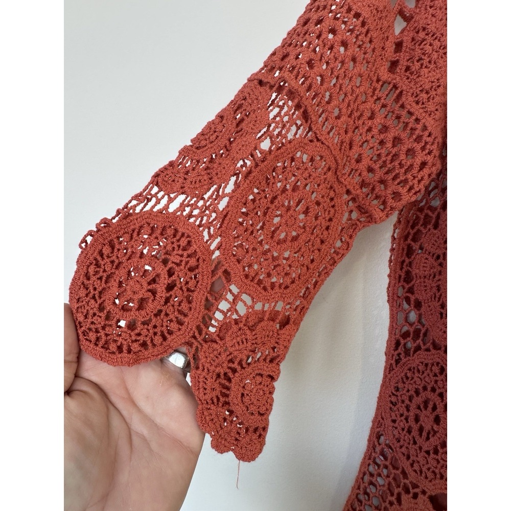 Indigo Thread Womens Small Rust Orange Floral Cro… - image 5